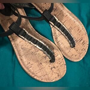 Merona black chain sandals sz 9